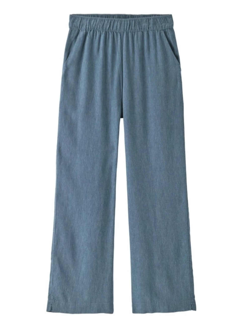 Patagonia Women Garden Island Pants M Still Blue Hemp Wide Leg Pull On Beach NEW